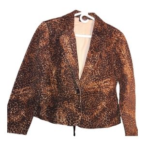 VTG Cheetah Corduroy Blazer by BRIGGS size 12P Classic Timeless